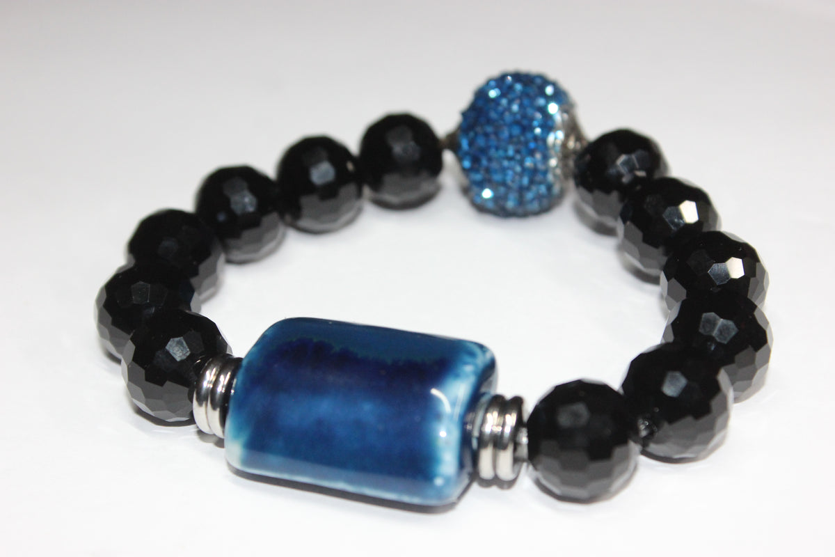 Shades Of Blue & Black Ice Beaded Bracelet