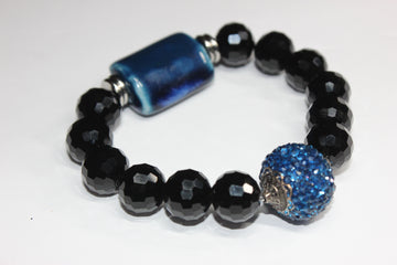 Shades Of Blue & Black Ice Beaded Bracelet
