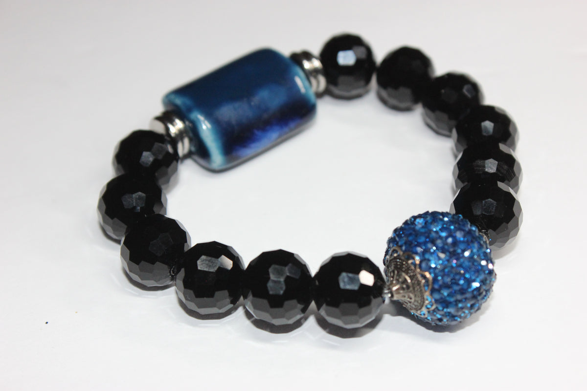 Shades Of Blue & Black Ice Beaded Bracelet