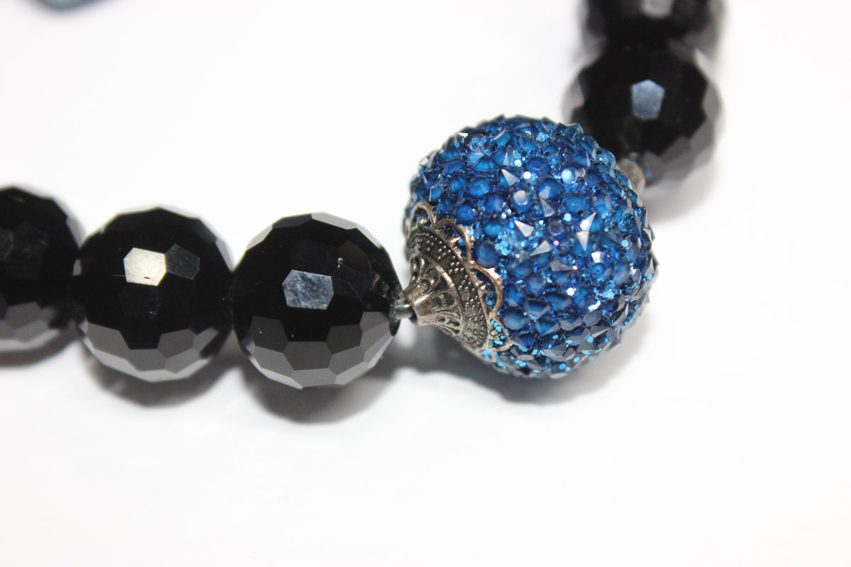 Shades Of Blue & Black Ice Beaded Bracelet