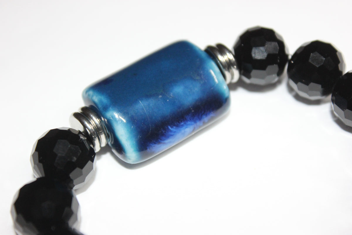 Shades Of Blue & Black Ice Beaded Bracelet