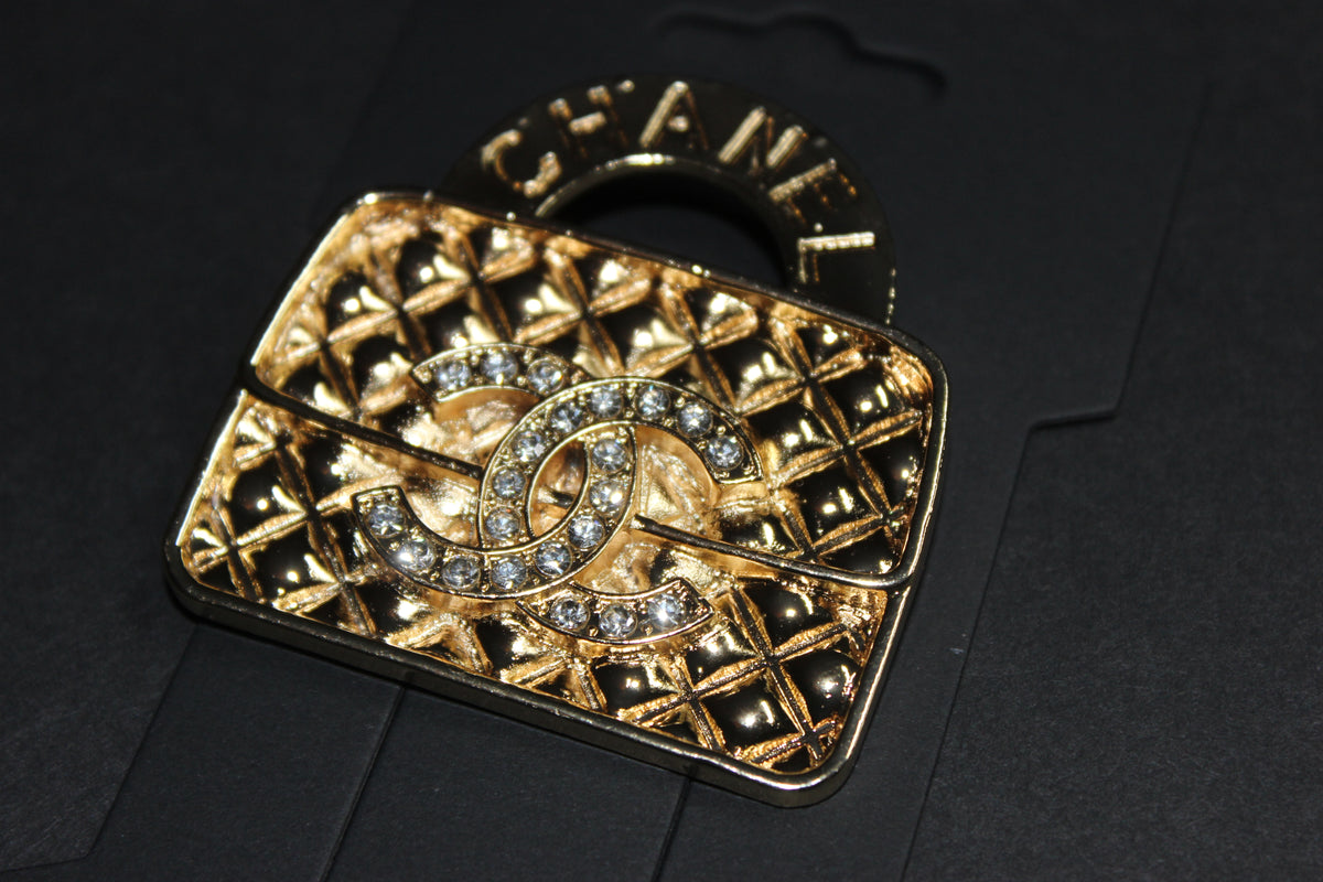 Gold Rhinestone Brooch Pin