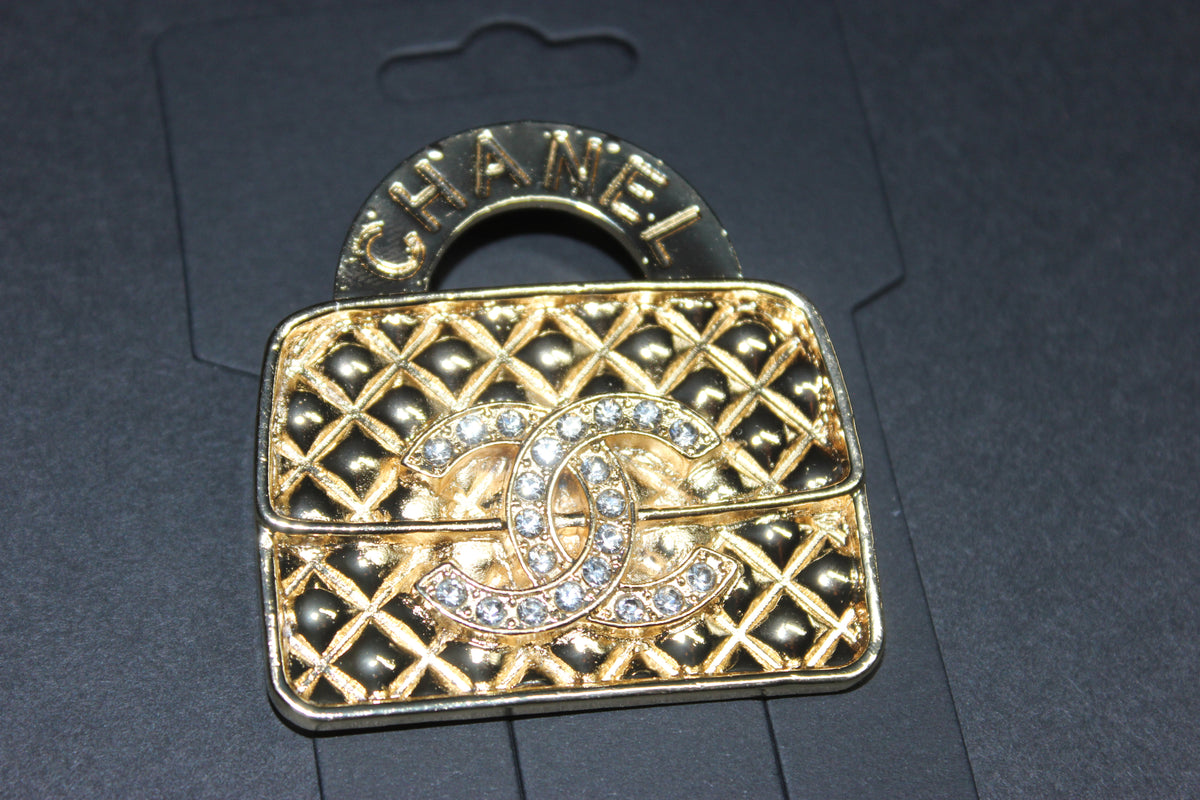 Gold Rhinestone Brooch Pin