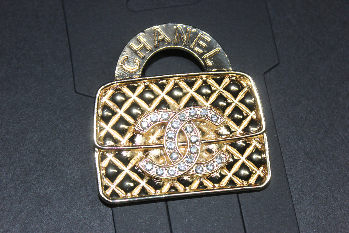 Gold Rhinestone Brooch Pin