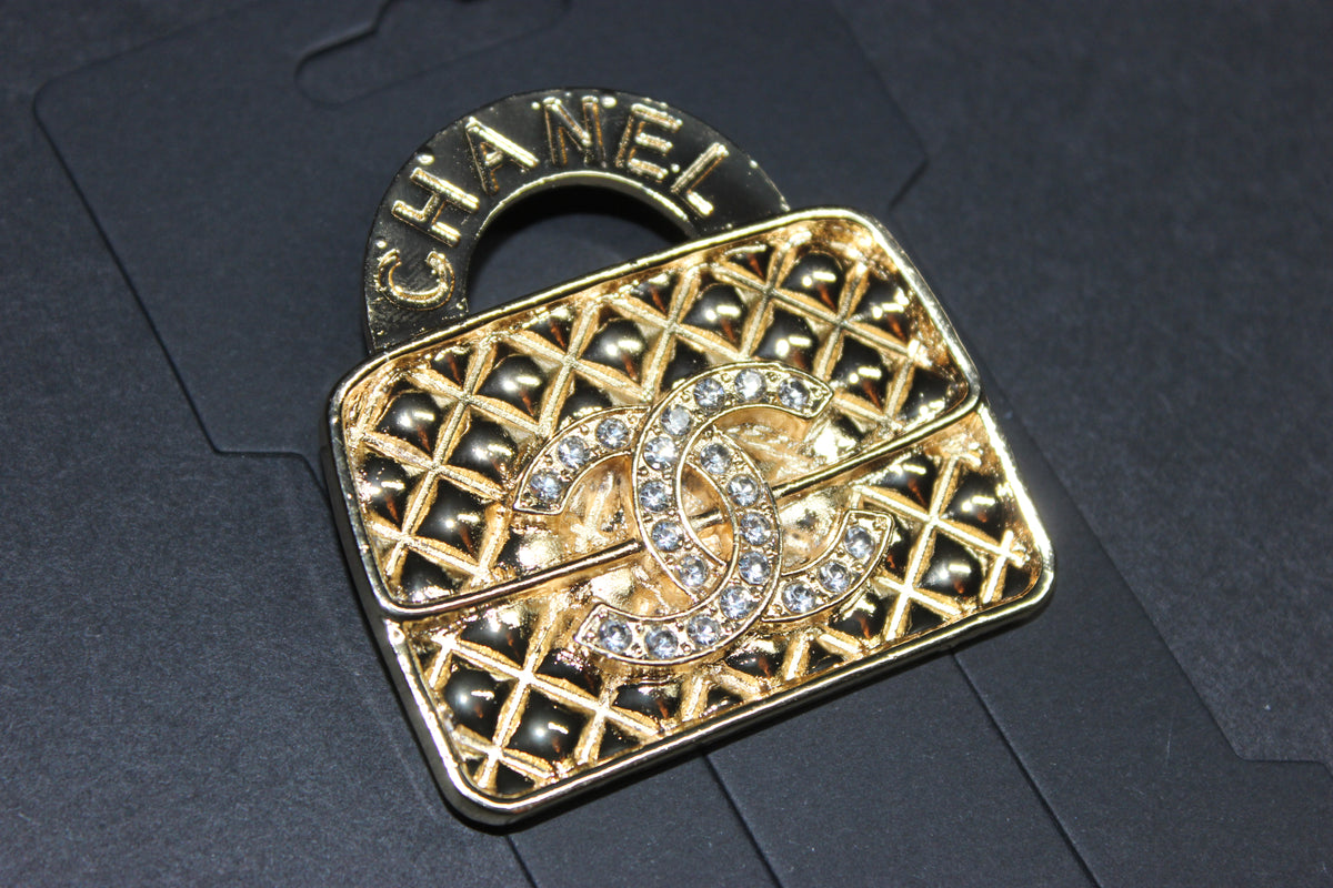 Gold Rhinestone Brooch Pin