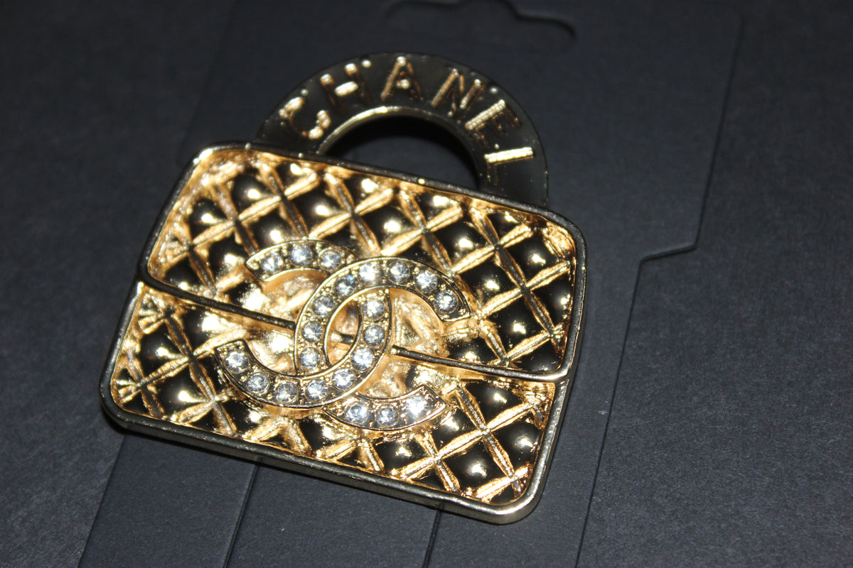 Gold Rhinestone Brooch Pin