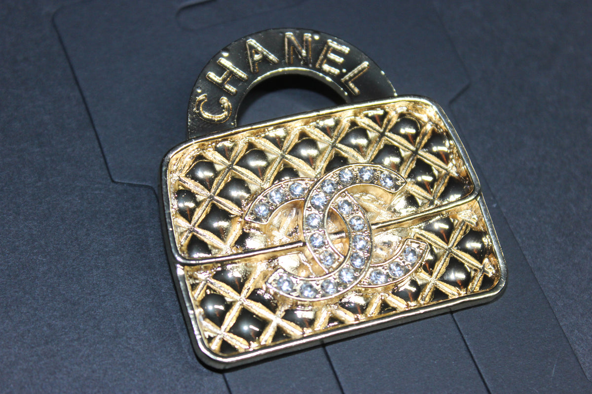 Gold Rhinestone Brooch Pin