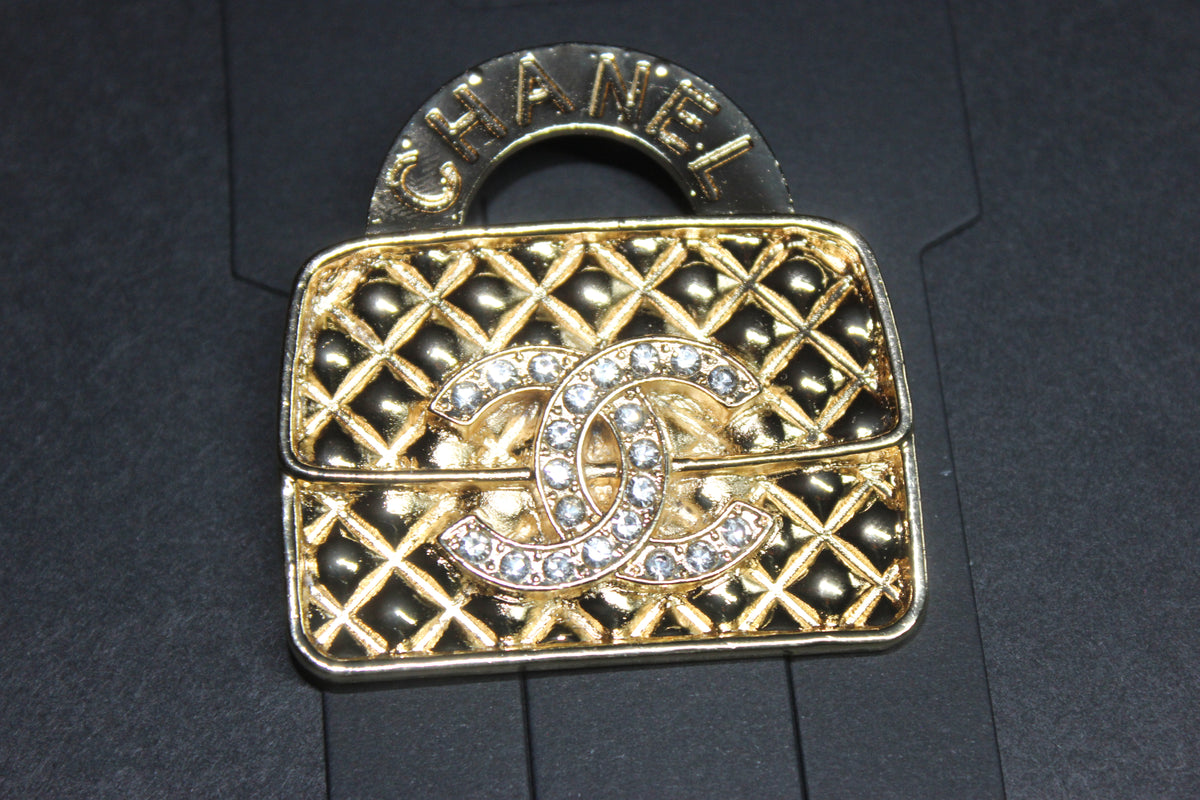 Gold Rhinestone Brooch Pin