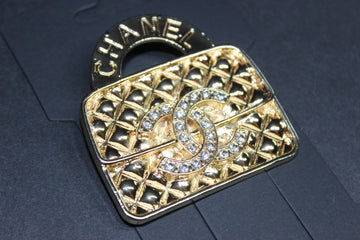 Gold Rhinestone Brooch Pin