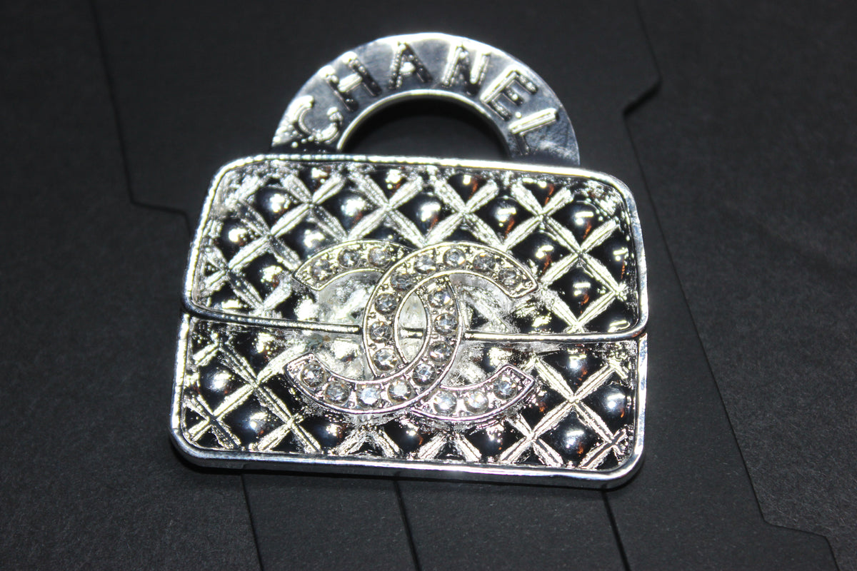 Silver Rhinestone Brooch Pin