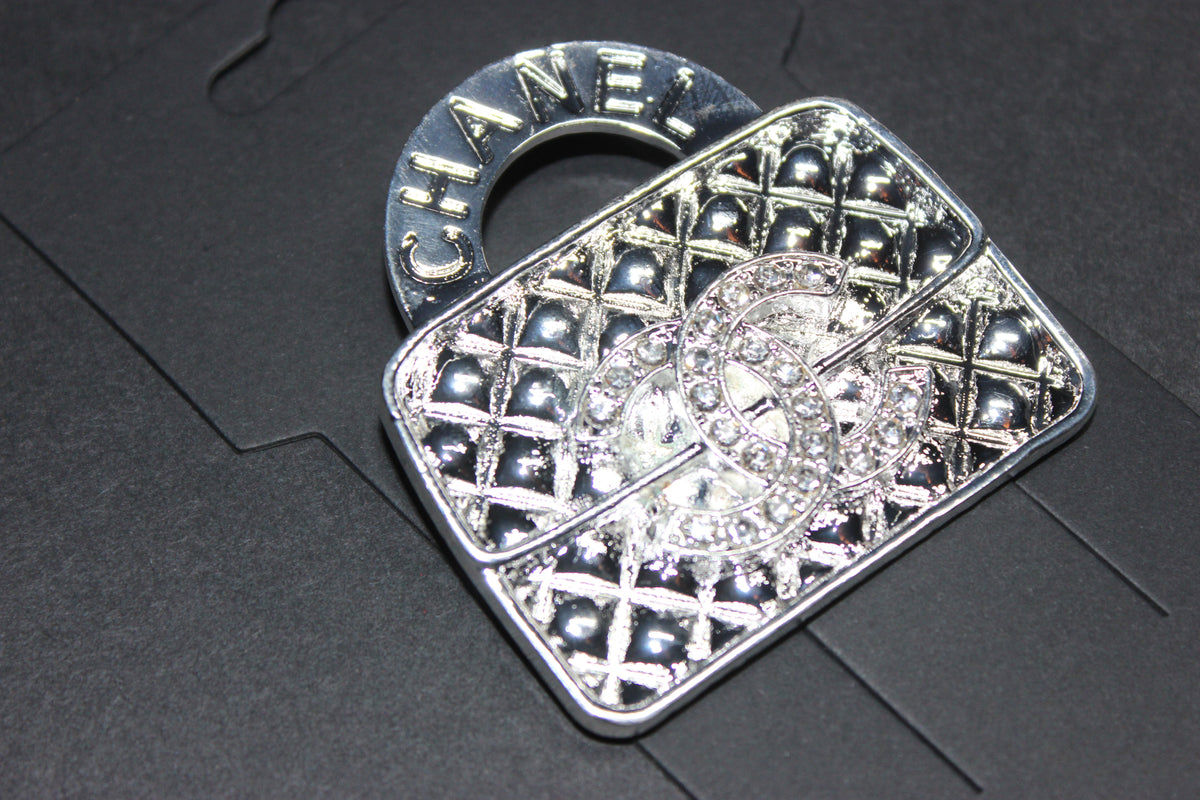 Silver Rhinestone Brooch Pin