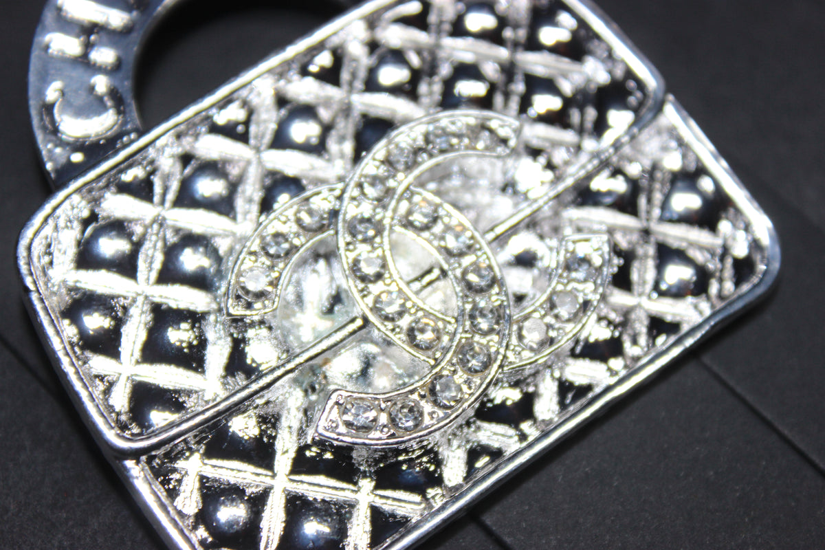 Silver Rhinestone Brooch Pin