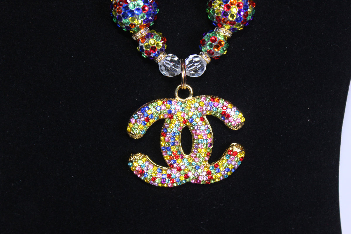 Colorful Charm Necklace & Earrings Set (Gold)