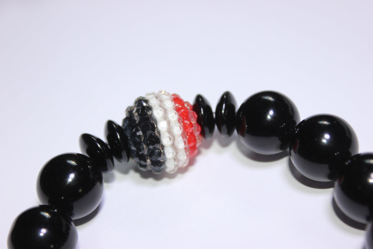 Black White & Red Beaded Bracelet