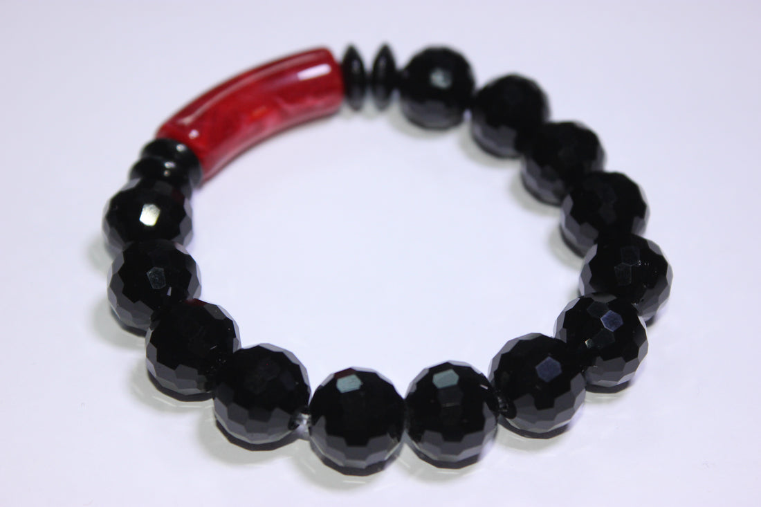 Red & Black Ice Beaded Bracelet