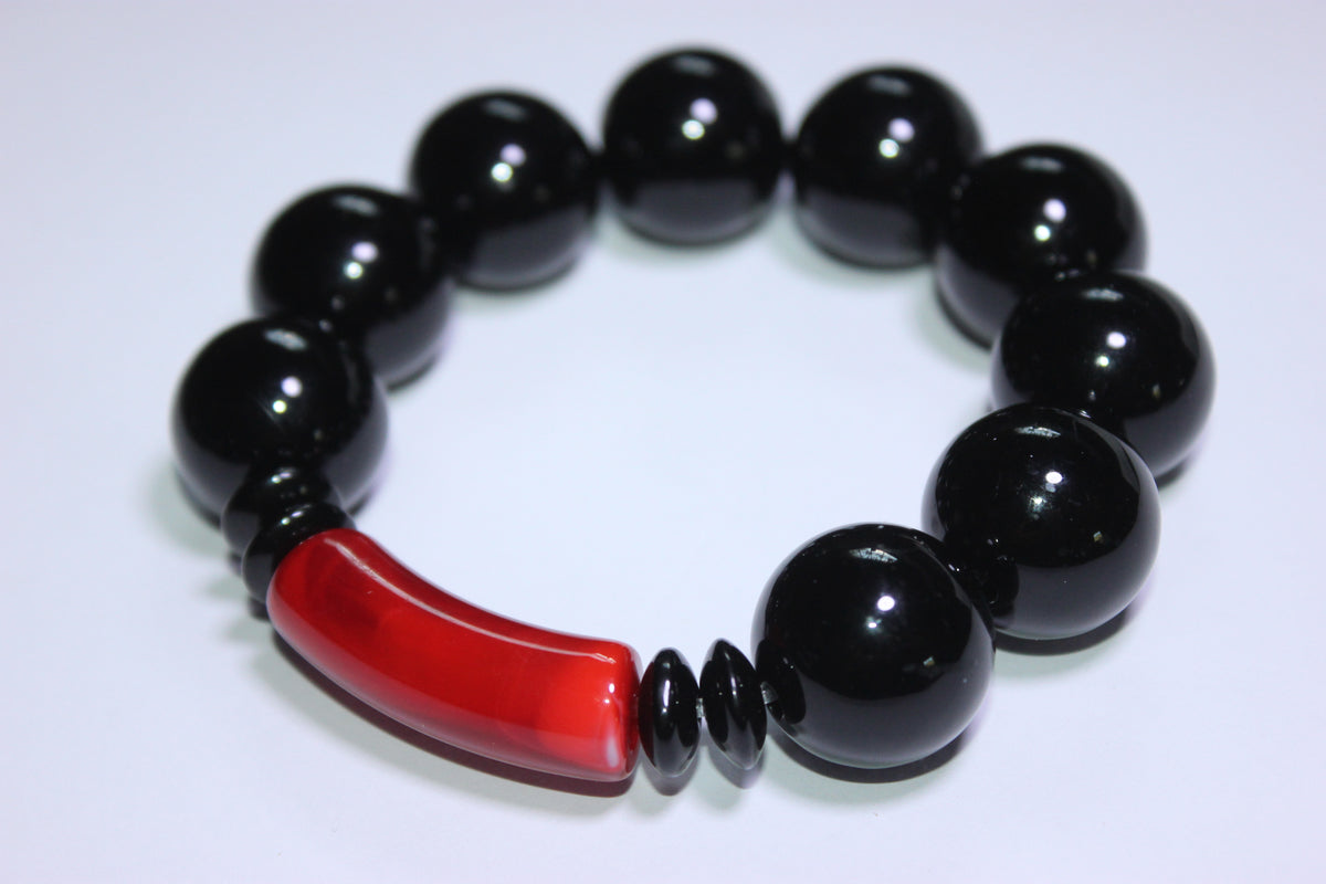 Large Red & Black Beaded Bracelet