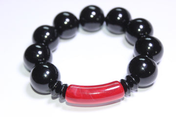 Large Red & Black Beaded Bracelet