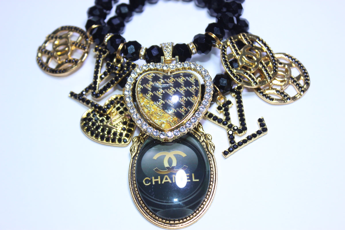 ✨ 2-Piece Black & Gold Crystal Luxury Charm Bracelet Set