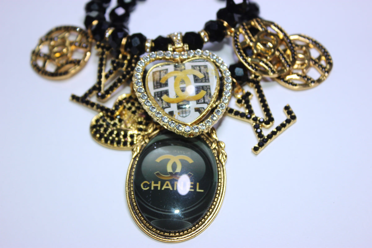 ✨ 2-Piece Black & Gold Crystal Luxury Charm Bracelet Set