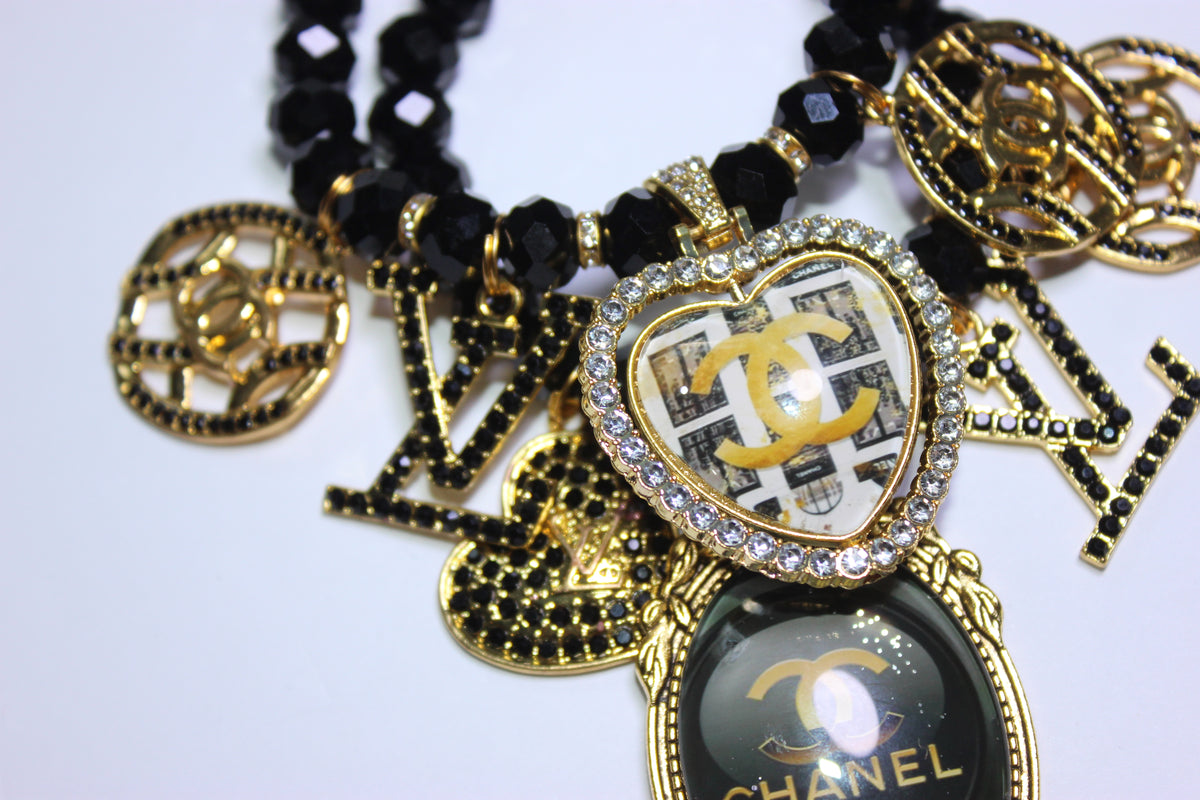 ✨ 2-Piece Black & Gold Crystal Luxury Charm Bracelet Set