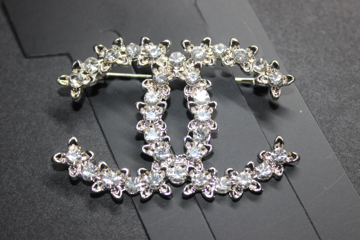 Silver Rhinestone Brooch Pin