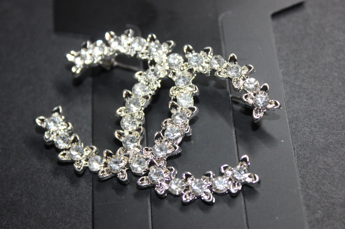 Silver Rhinestone Brooch Pin