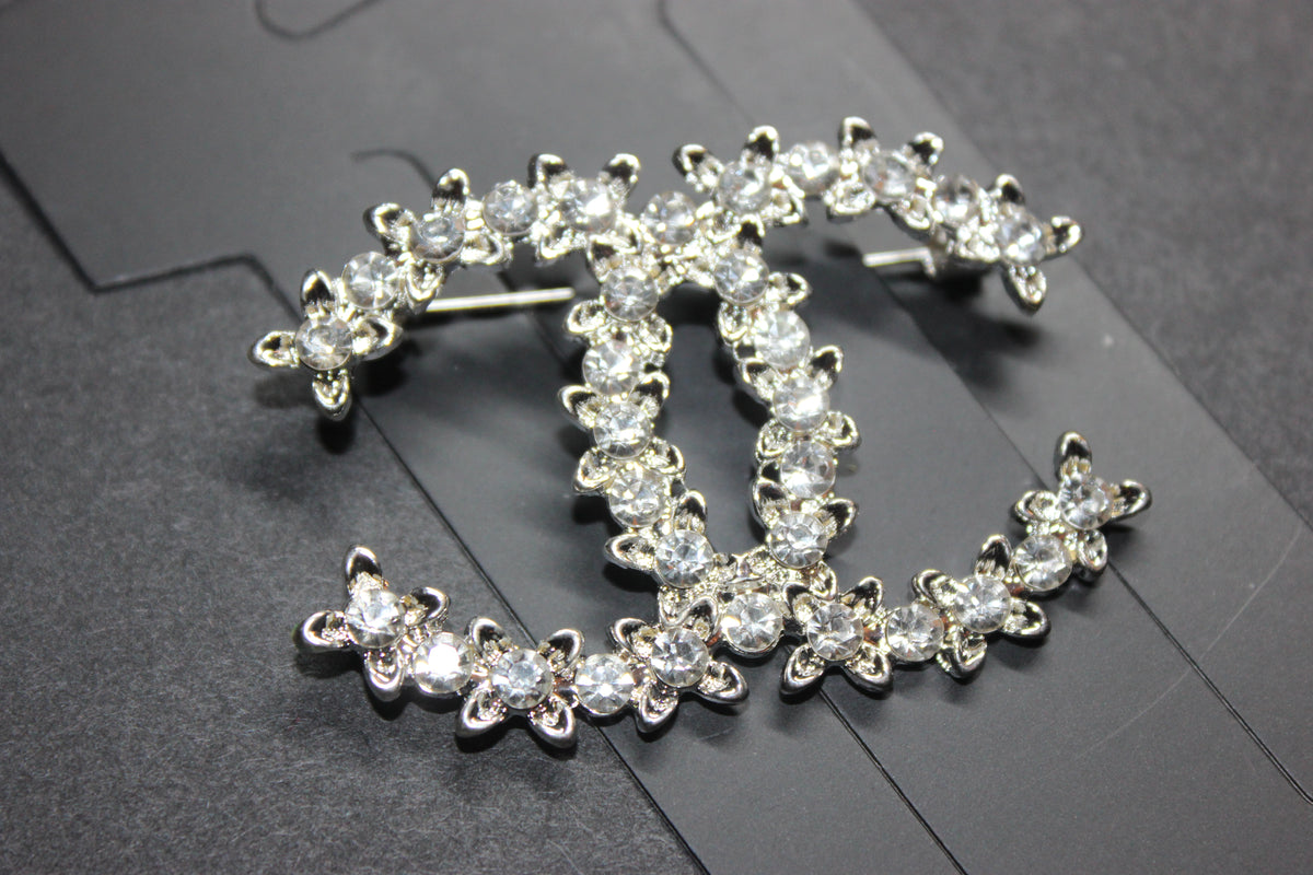 Silver Rhinestone Brooch Pin