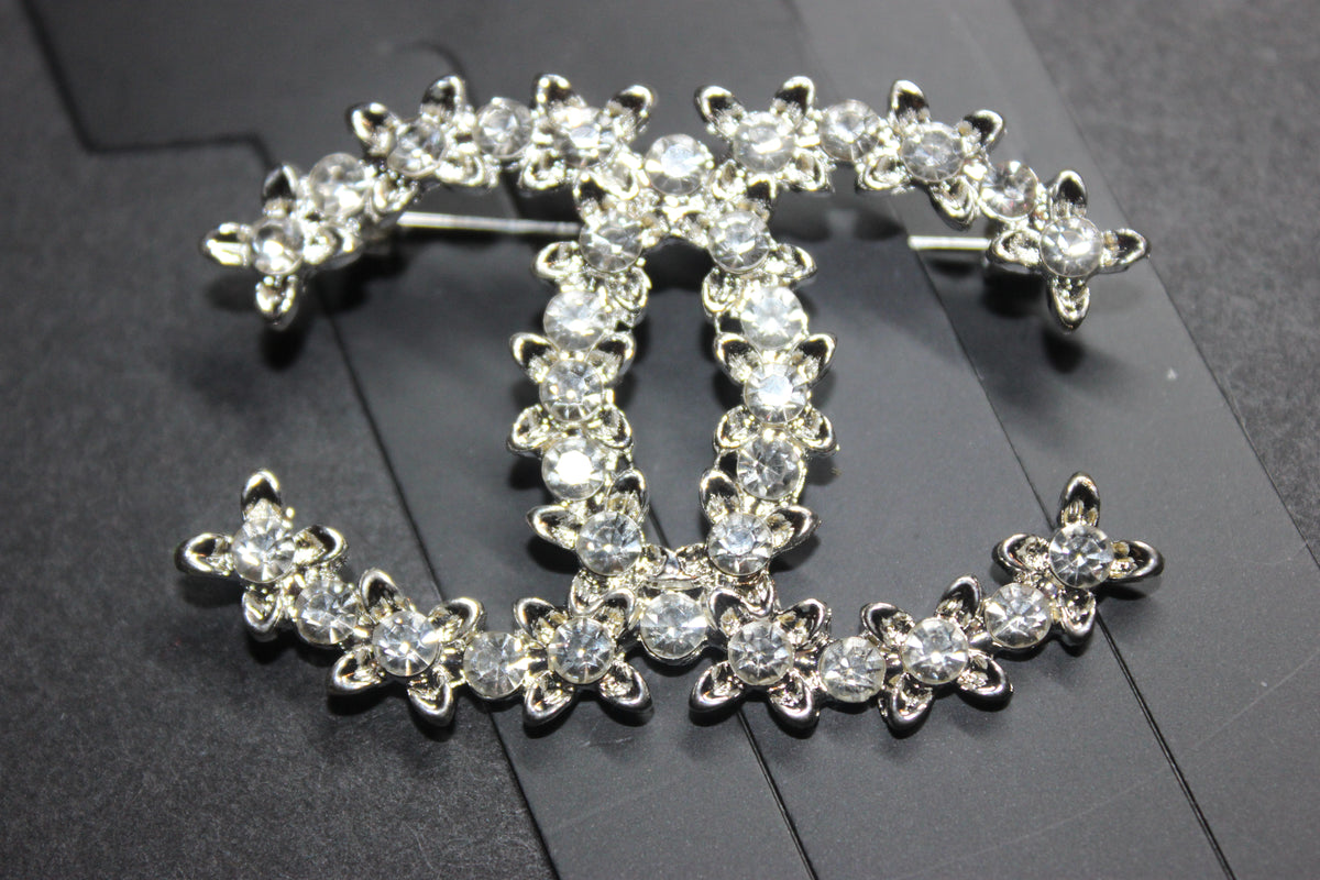 Silver Rhinestone Brooch Pin