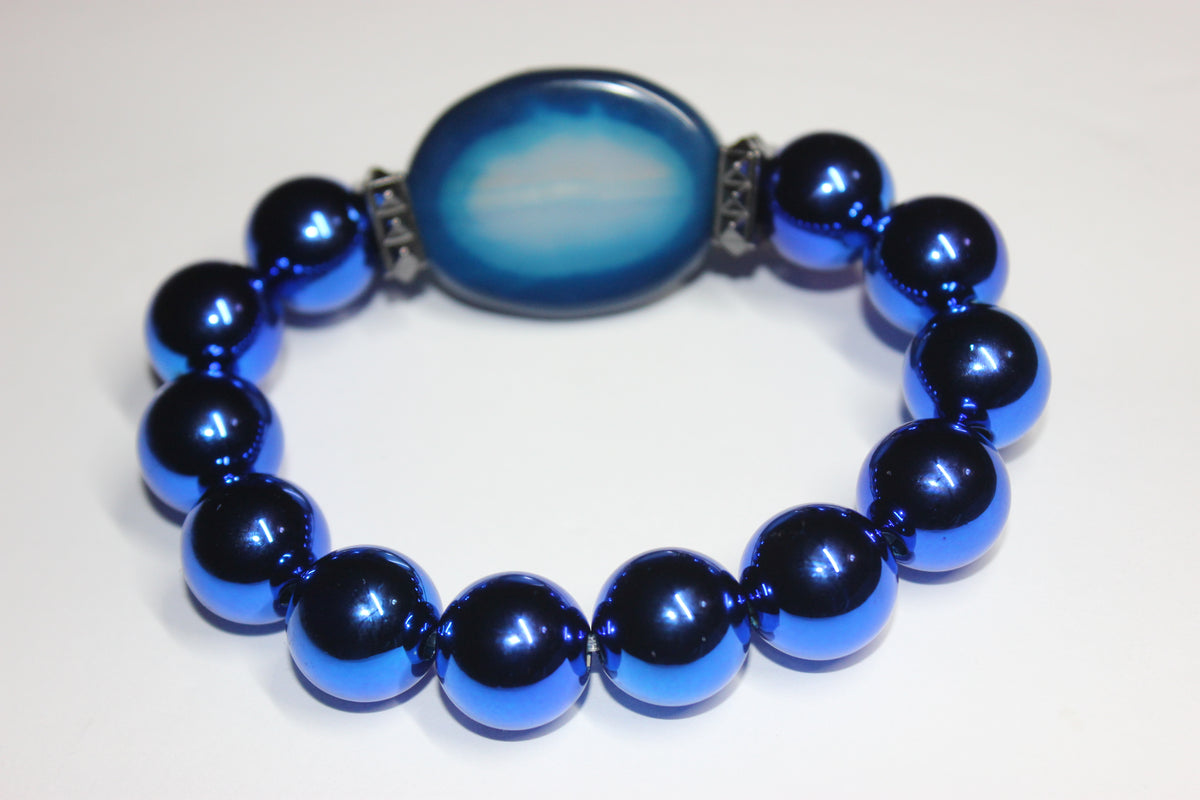 Shades Of Electric Blue Beaded Bracelet
