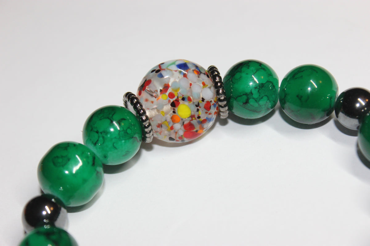 Shades Of Green Beaded Bracelet