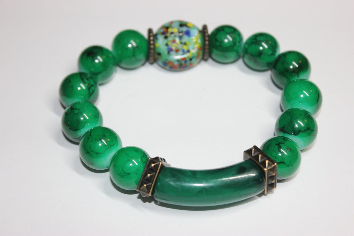 Shades Of Green Beaded Bracelet