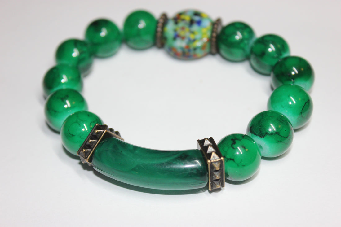 Shades Of Green Beaded Bracelet