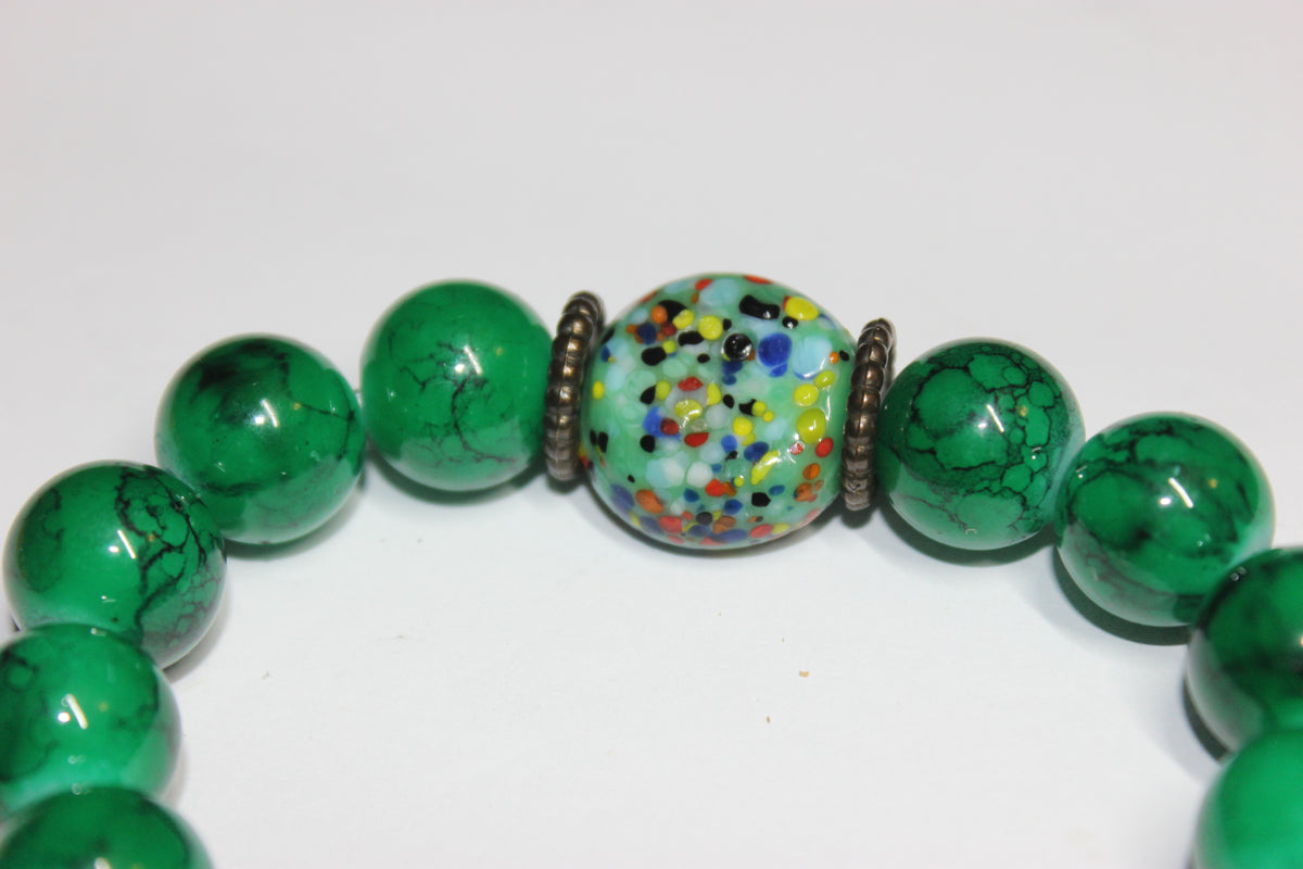 Shades Of Green Beaded Bracelet