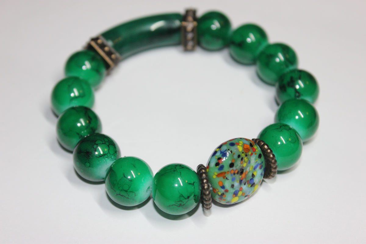 Shades Of Green Beaded Bracelet