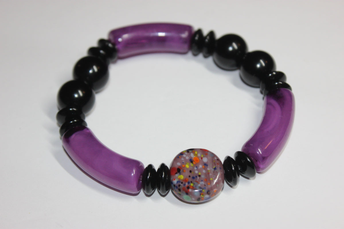 Shades Of Purple & Black Beaded Bracelet