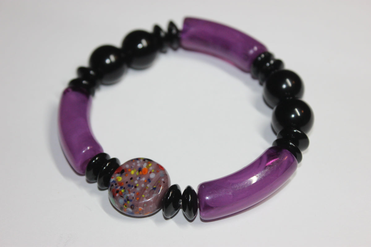 Shades Of Purple & Black Beaded Bracelet