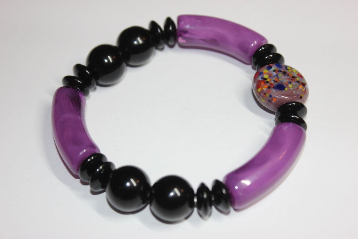 Shades Of Purple & Black Beaded Bracelet