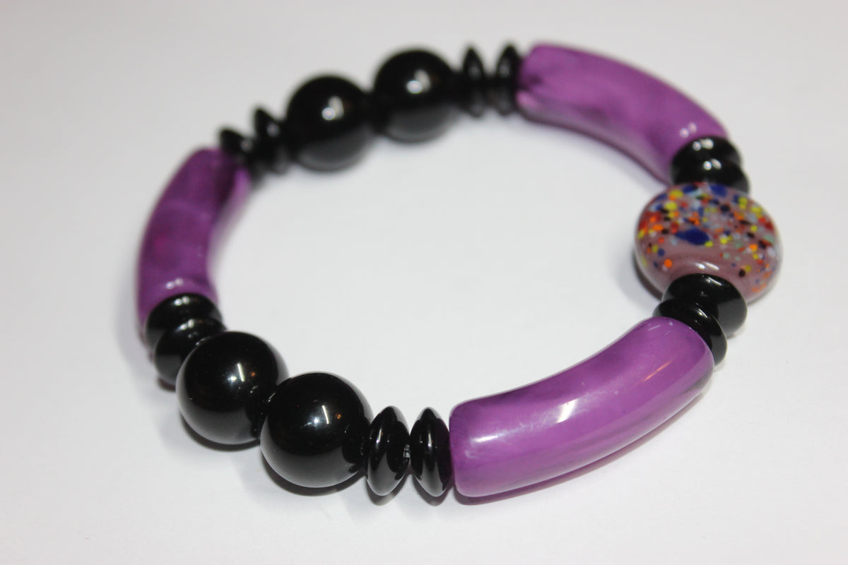Shades Of Purple & Black Beaded Bracelet