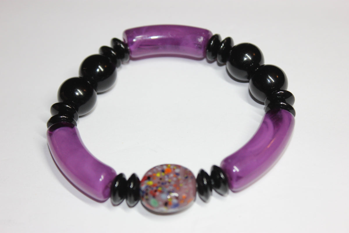 Shades Of Purple & Black Beaded Bracelet