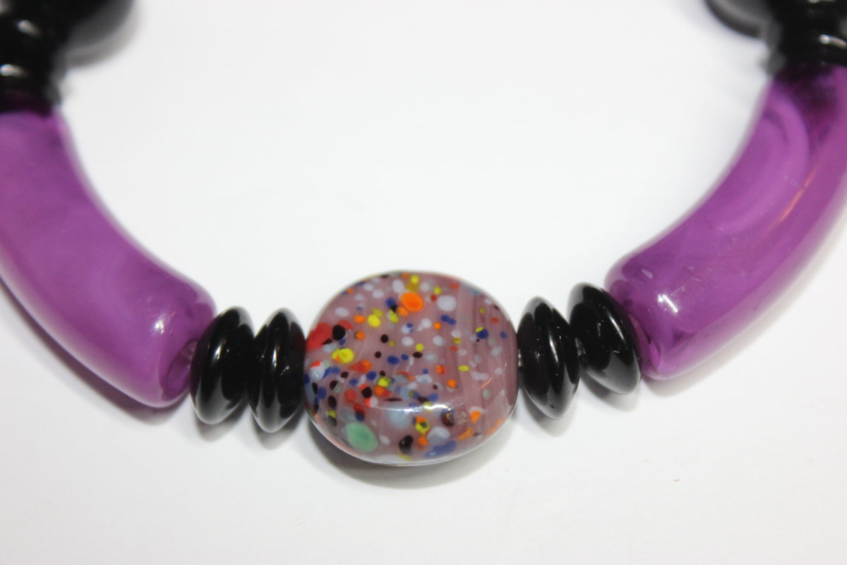Shades Of Purple & Black Beaded Bracelet