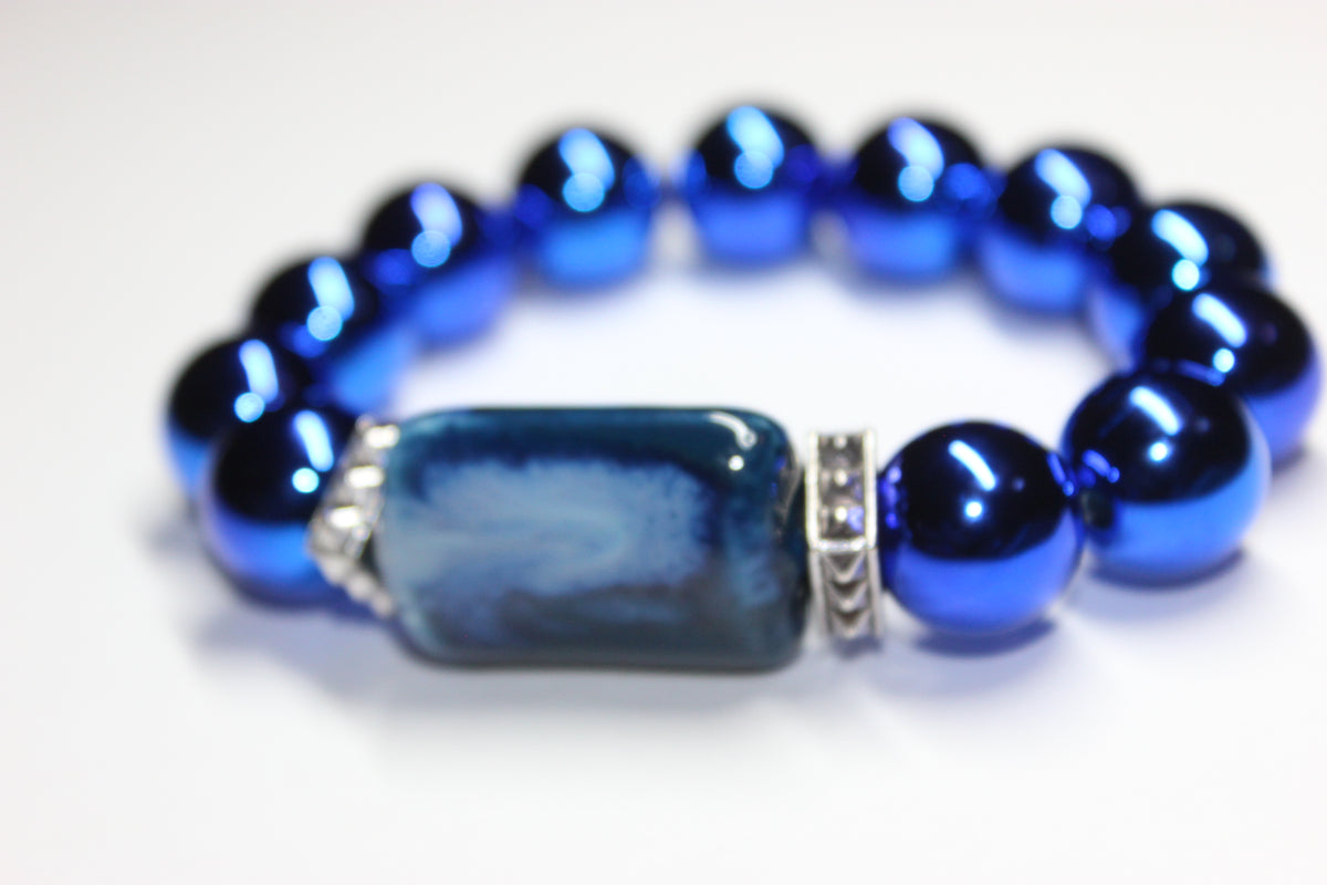 Shades Of Electric Blue Beaded Bracelet