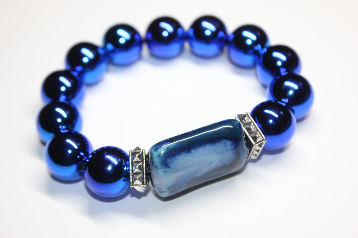Shades Of Electric Blue Beaded Bracelet