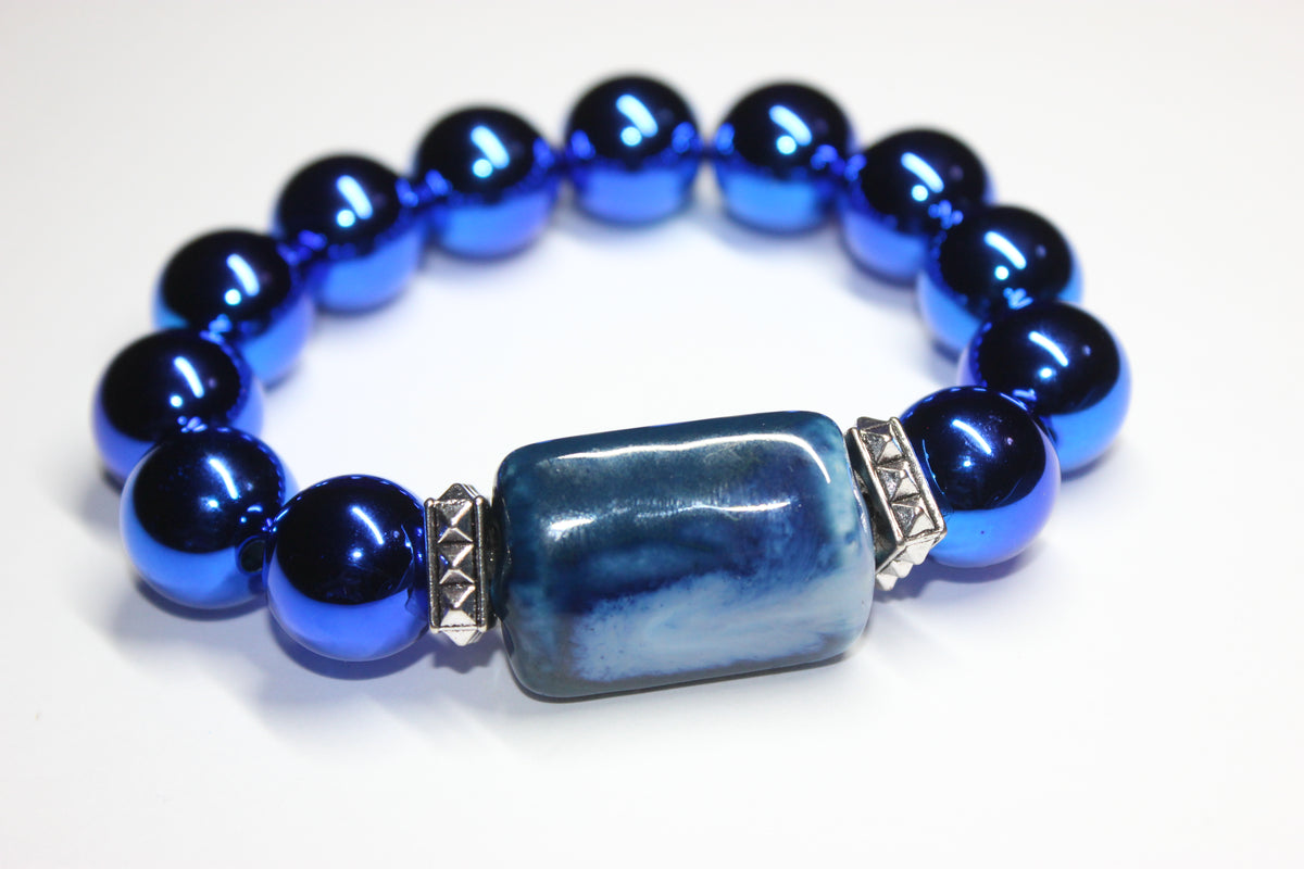 Shades Of Electric Blue Beaded Bracelet