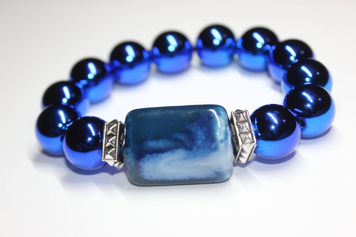 Shades Of Electric Blue Beaded Bracelet