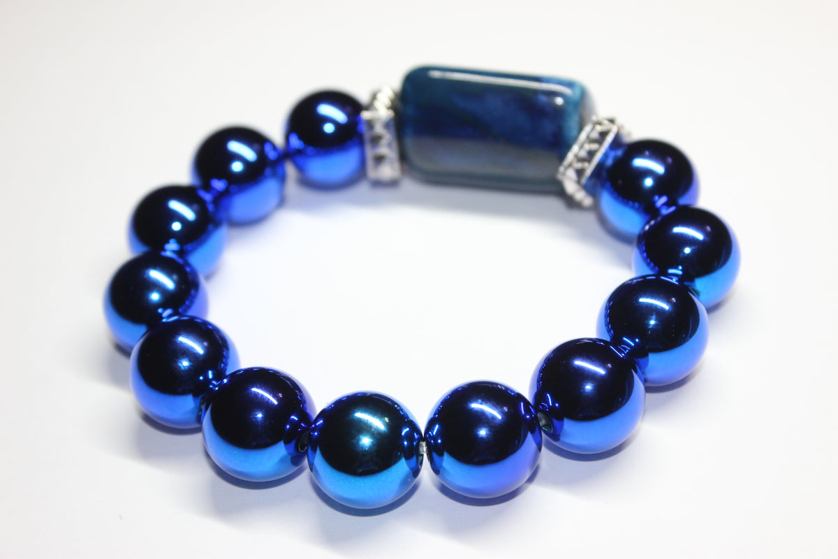 Shades Of Electric Blue Beaded Bracelet