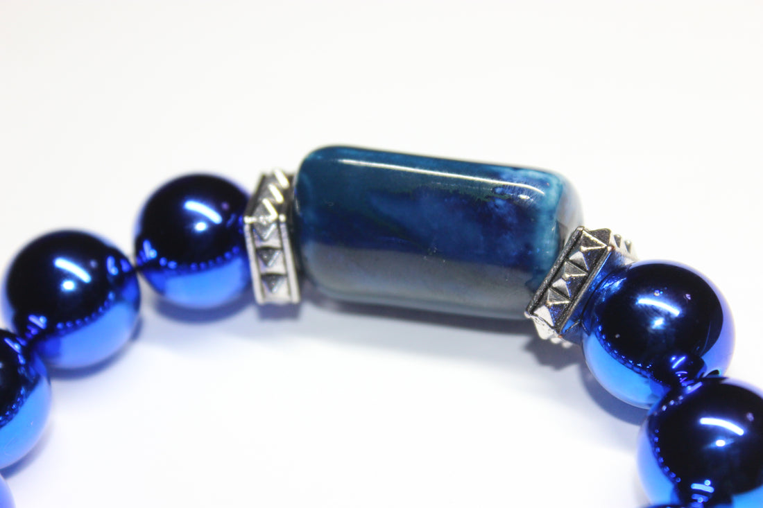 Shades Of Electric Blue Beaded Bracelet