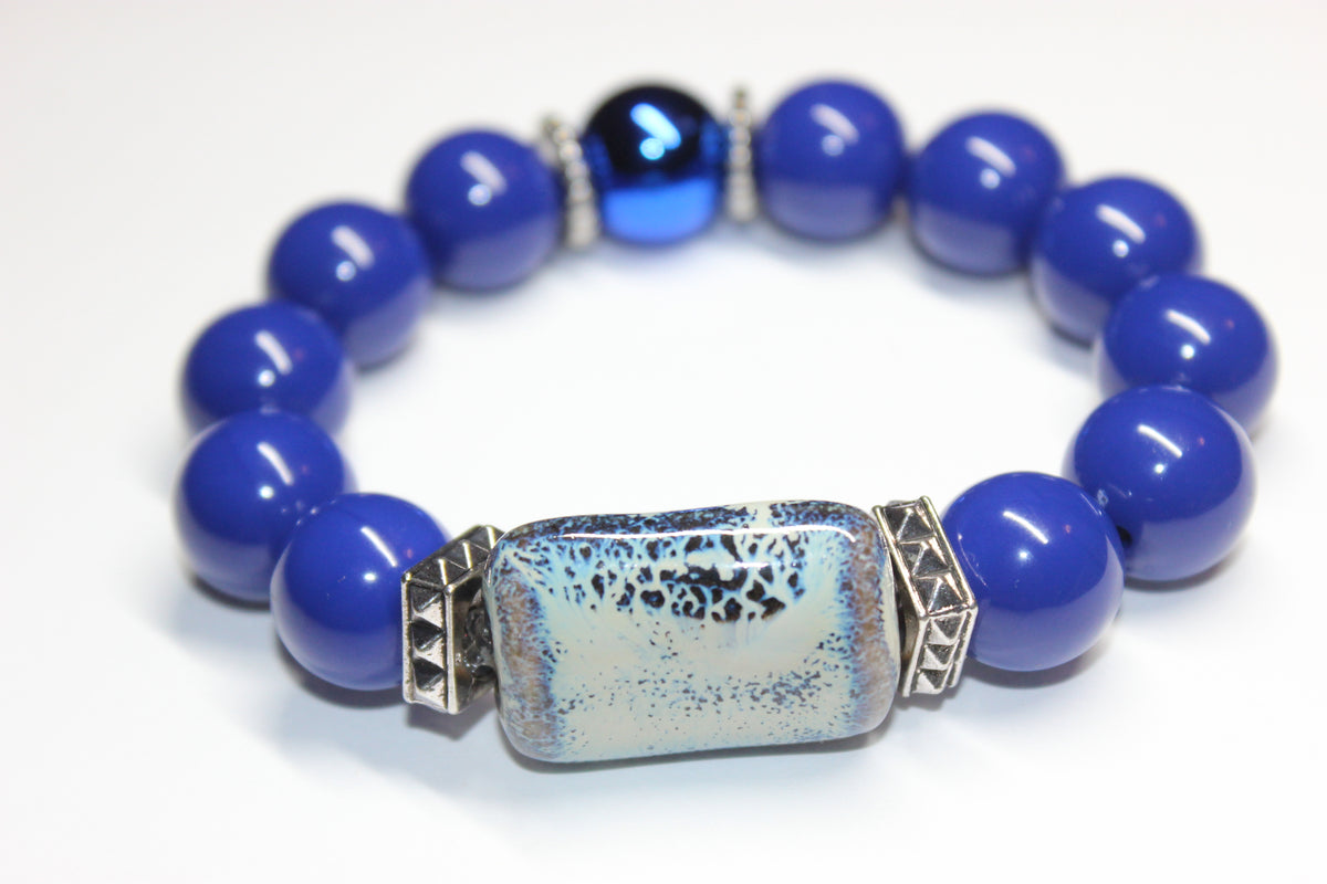 Shades Of Blue Beaded Bracelet