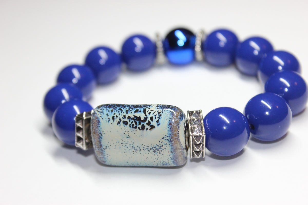 Shades Of Blue Beaded Bracelet