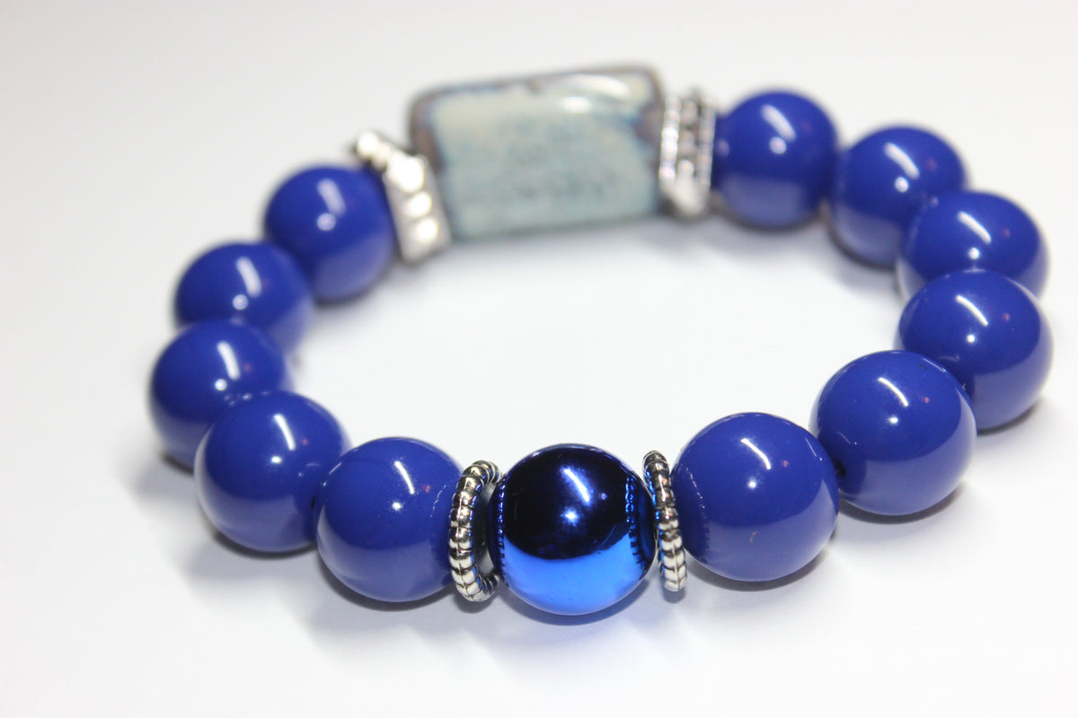 Shades Of Blue Beaded Bracelet