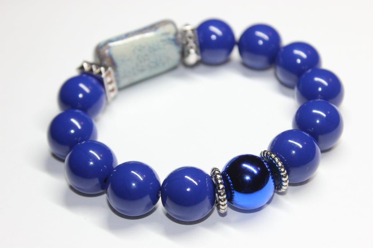 Shades Of Blue Beaded Bracelet